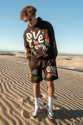 Embroidered Graphic Fleece Hoodie