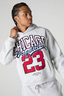 Haut à capuchon en molleton avec motif brodé Chicago chenille