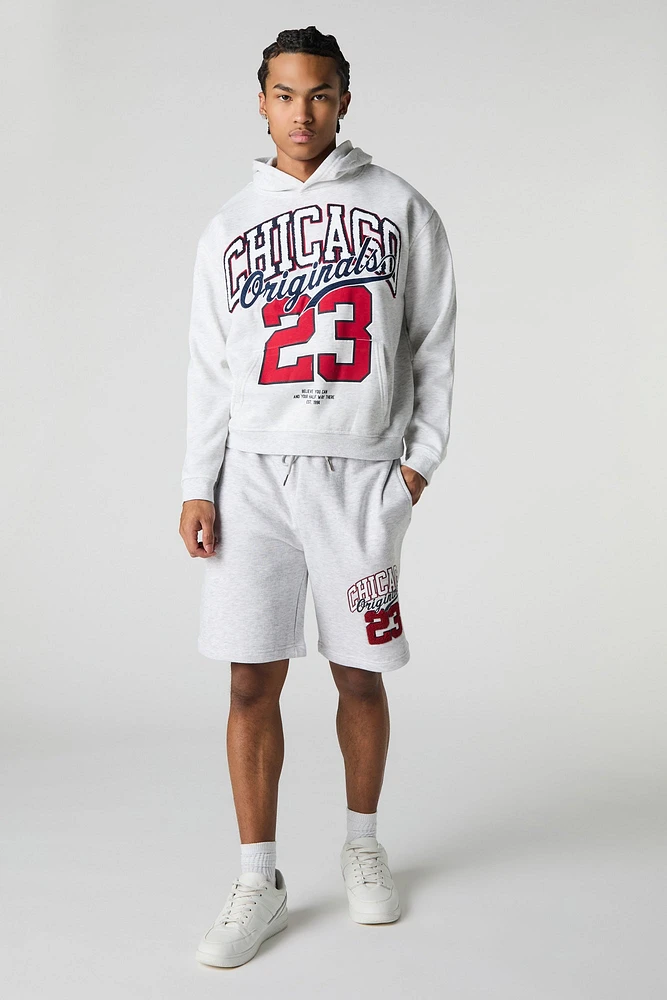 Haut à capuchon en molleton avec motif brodé Chicago chenille