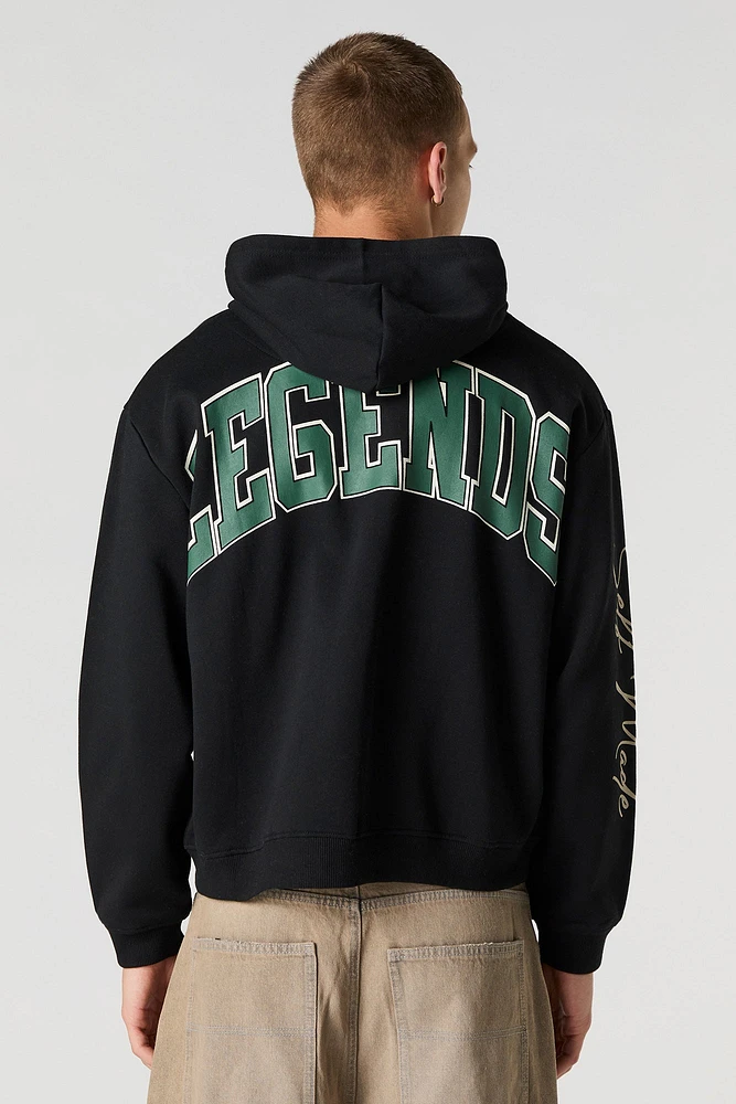 Haut à capuchon en molleton avec motif Legend brodé chenille et fermeture glissière