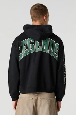 Haut à capuchon en molleton avec motif Legend brodé chenille et fermeture glissière