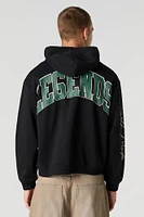 Haut à capuchon en molleton avec motif Legend brodé chenille et fermeture glissière
