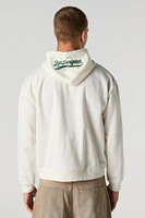Haut à capuchon en molleton avec motif California brodé chenille et fermeture glissière