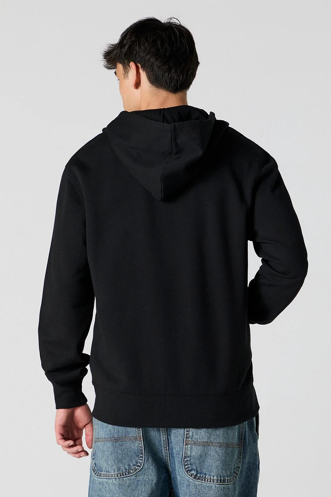 Solid Fleece Zip-Up Hoodie