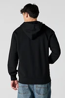 Solid Fleece Zip-Up Hoodie