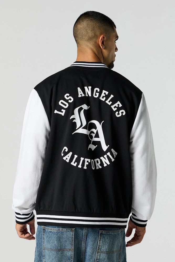 City Embroidered Fleece Varsity Jacket