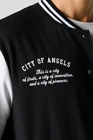 City Embroidered Fleece Varsity Jacket