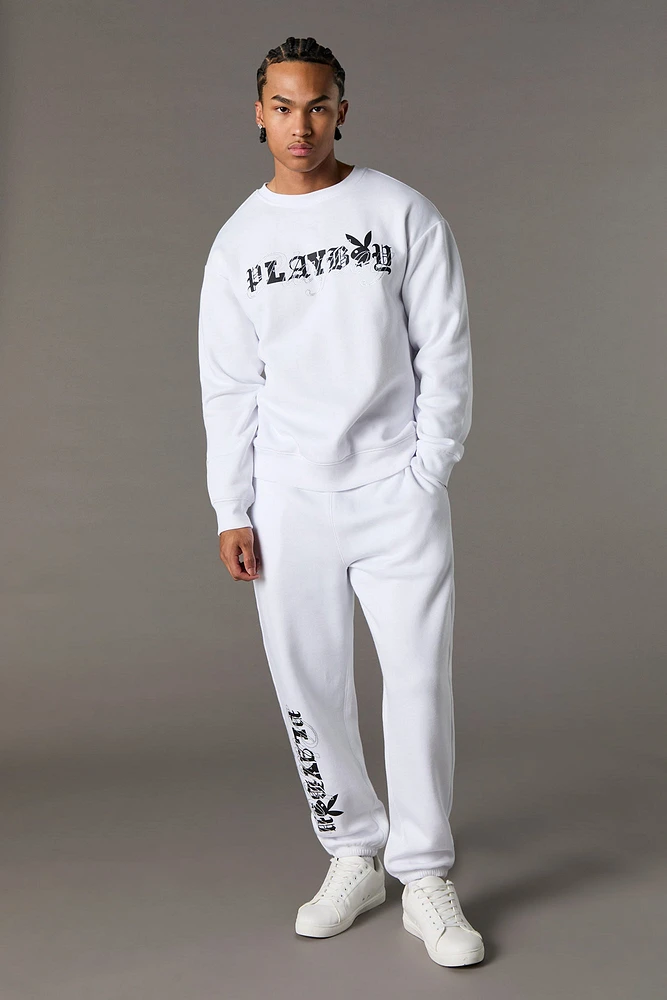 Playboy Rhinestone Graphic Fleece Sweatshirt