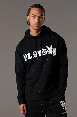 Playboy Graphic Rhinestone Fleece Hoodie