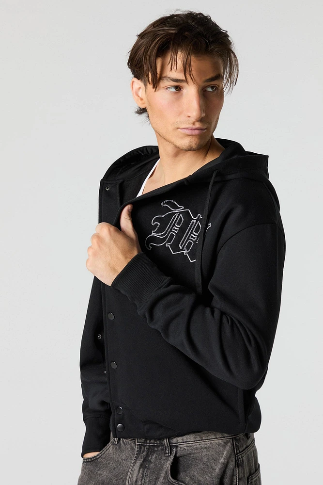 Gothic Embroidered Graphic Fleece Jacket