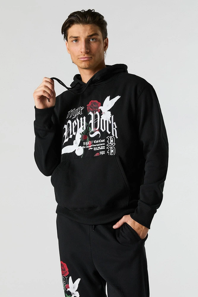 New York Doves Embroidered Fleece Hoodie