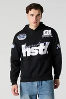 Racing Graphic Embroidered Fleece Hoodie