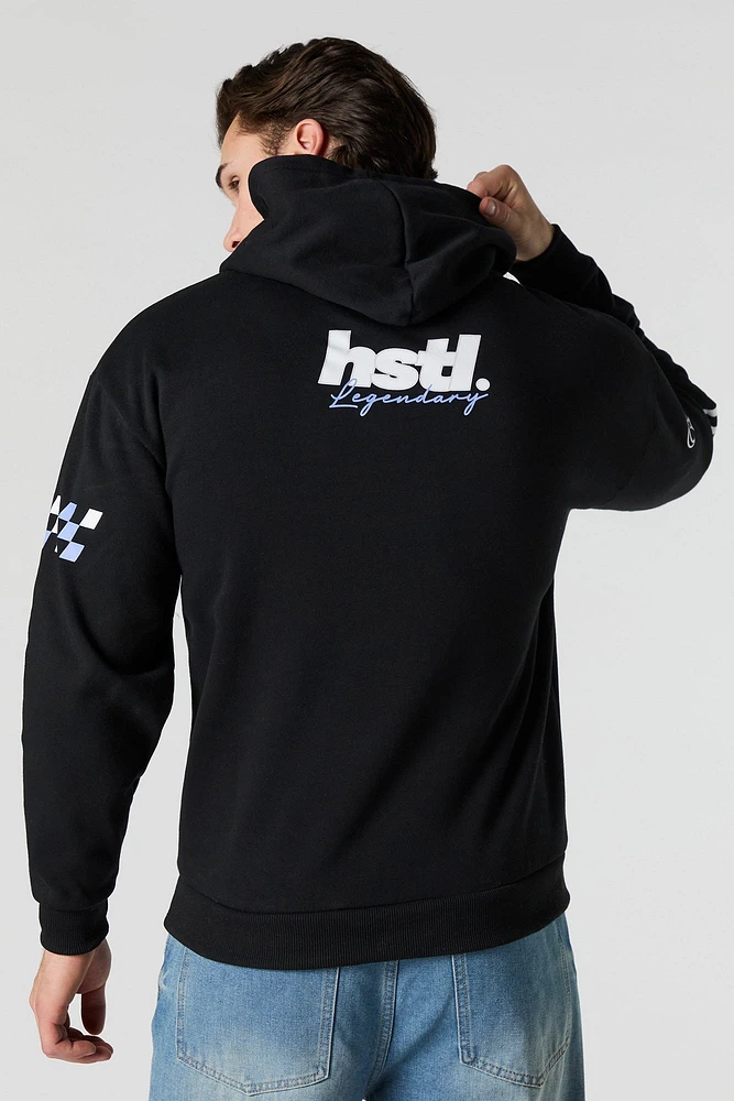 Racing Graphic Embroidered Fleece Hoodie