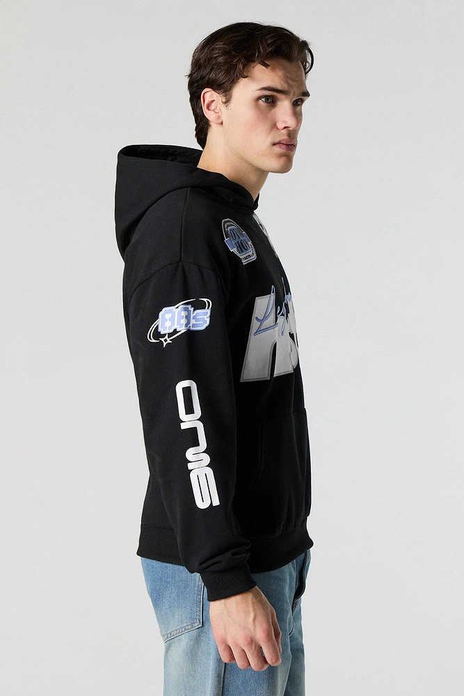 Racing Graphic Embroidered Fleece Hoodie