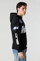 Racing Graphic Embroidered Fleece Hoodie