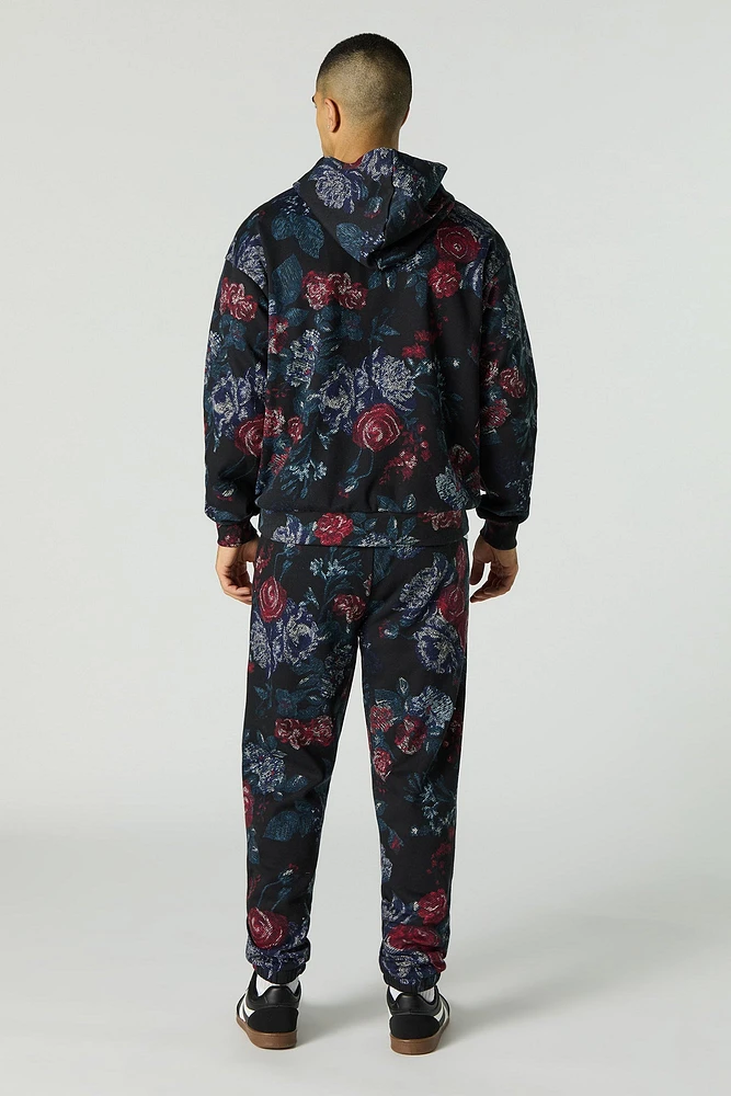 Floral Print Fleece Jogger