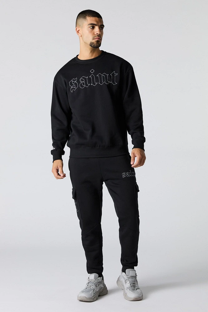 Embroidered Fleece Cargo Jogger