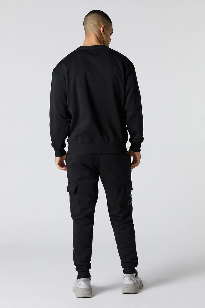 Embroidered Fleece Cargo Jogger