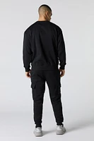 Embroidered Fleece Cargo Jogger