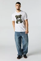 T-shirt avec motif brodé Ours et camouflage