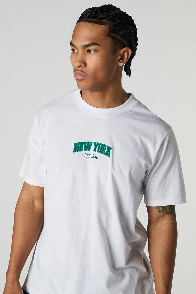 T-shirt avec motif brodé New York en chenille