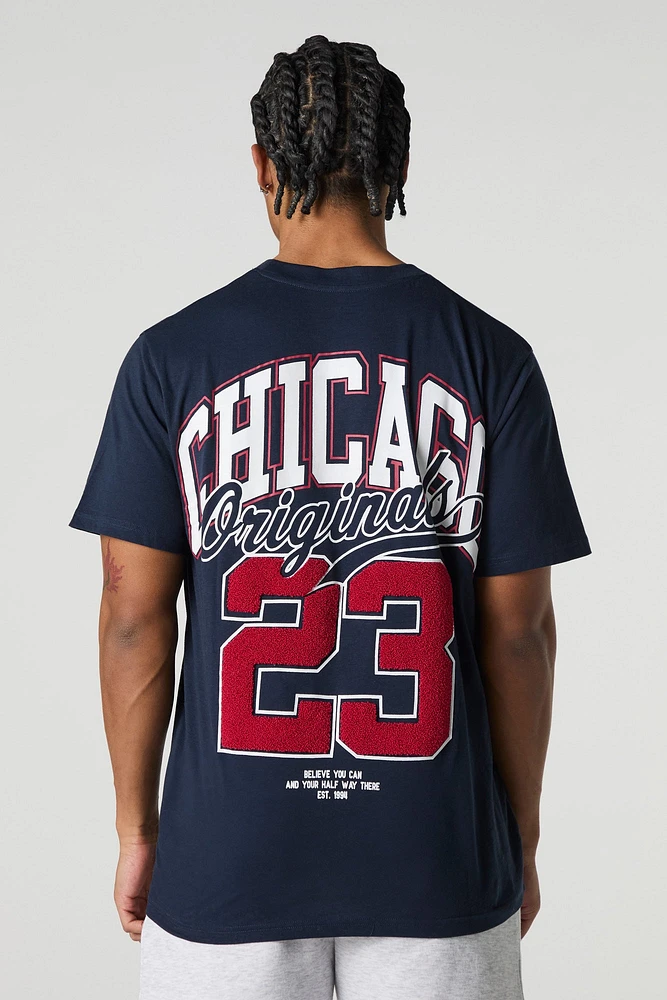 T-shirt avec motif brodé Chicago en chenille