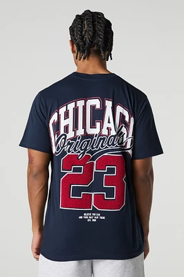 T-shirt avec motif brodé Chicago en chenille