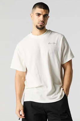 T-shirt en tricot texturé avec motif brodé Beach Vibes