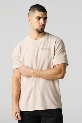 Beach Vibes Embroidered Textured Knit T-Shirt