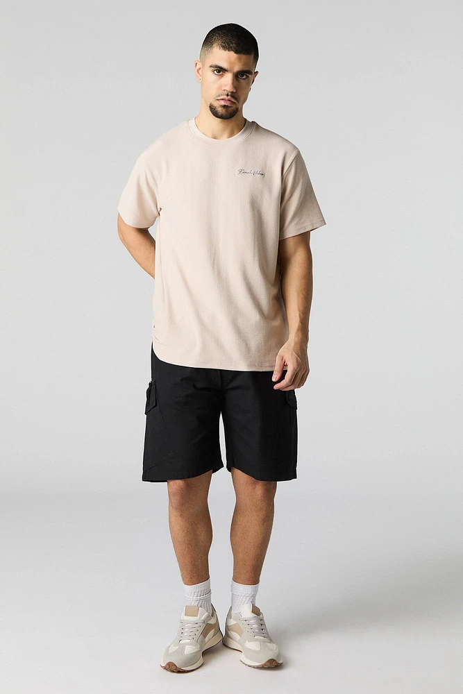 Beach Vibes Embroidered Textured Knit T-Shirt