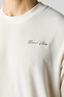 T-shirt en tricot texturé avec motif brodé Beach Vibes