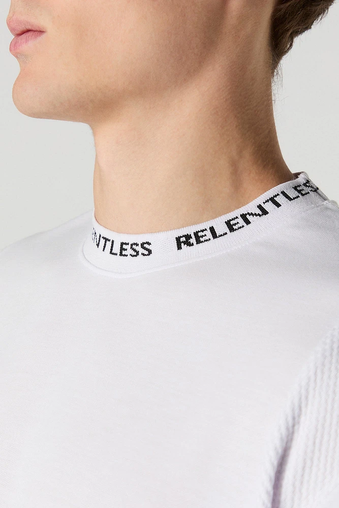 T-shirt texturé en tricot de jacquard avec imprimé Relentless