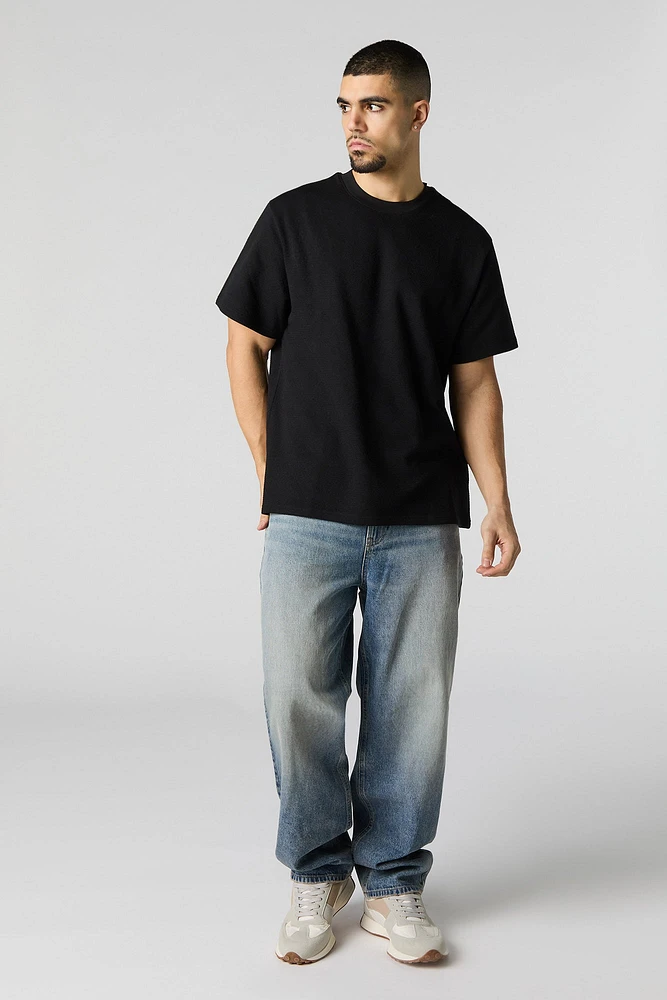 Textured Knit Crewneck T-Shirt