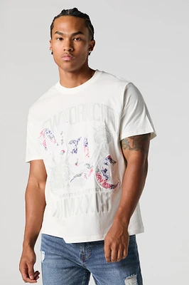 T-shirt avec motif floral brodÃ© NYC