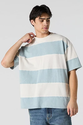 Striped Exposed Seam Relaxed T-Shirt