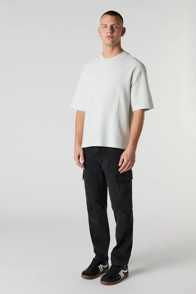 Ribbed Knit Boxy T-Shirt