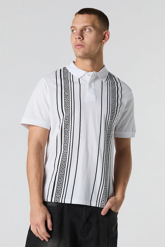 Polo rayé à motif géométrique