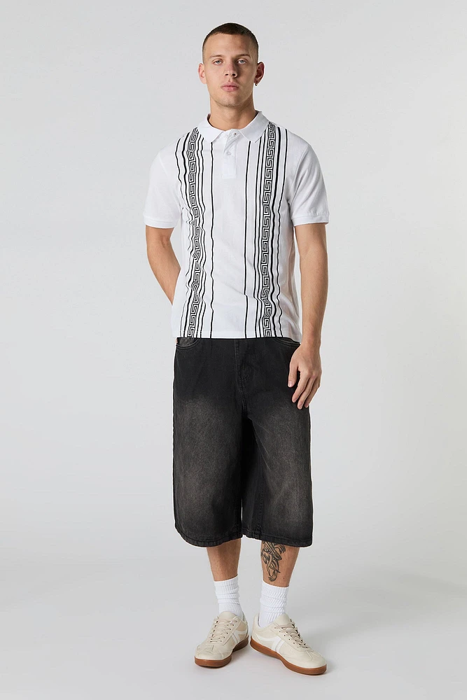 Polo rayé à motif géométrique