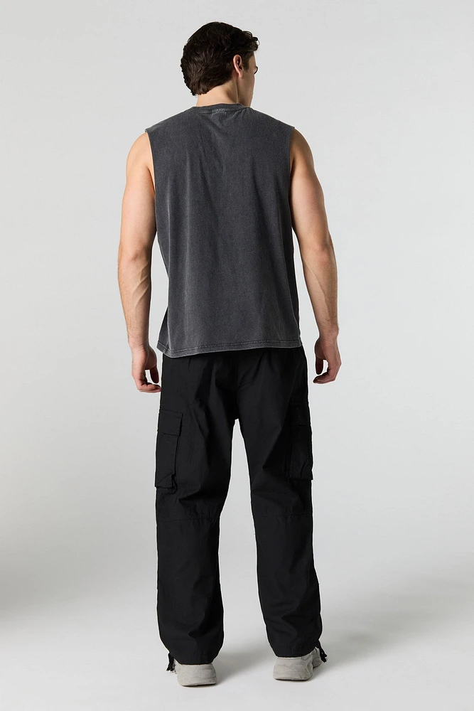 Drawstring Hem Baggy Cargo Pant