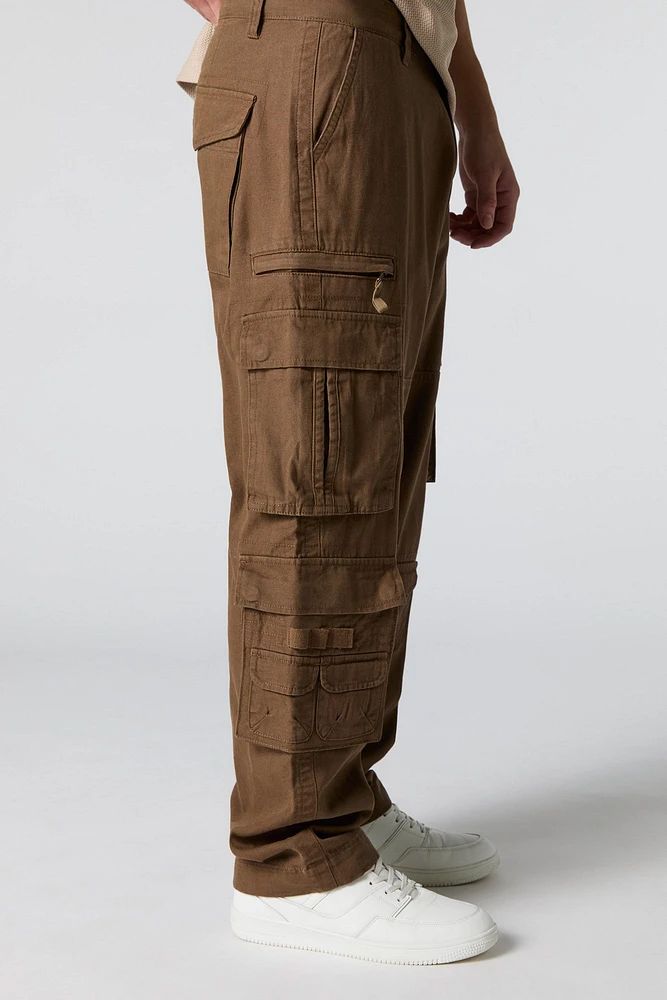 Pantalon cargo Ã  jambe droite avec six poches