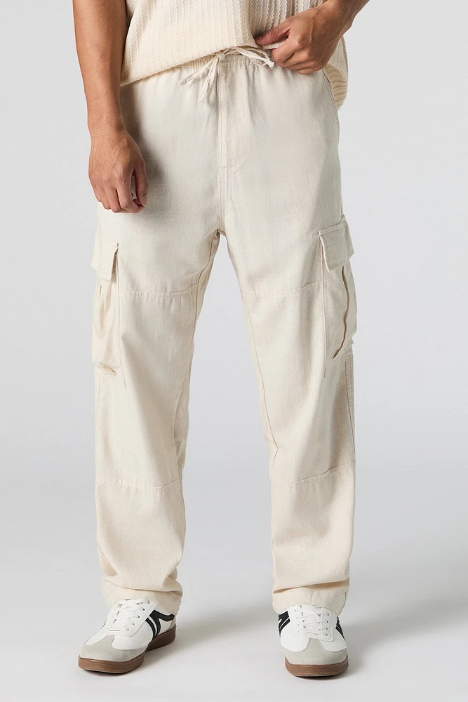 Linen-Blend Cargo Pant