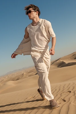 Linen-Blend Cargo Pant