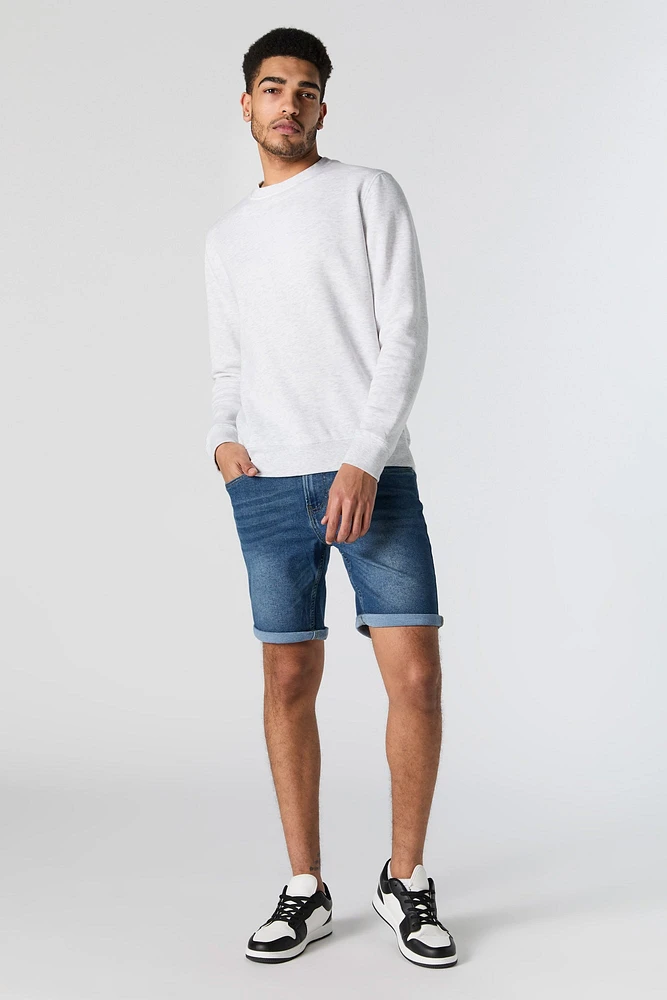 Slim Leg Medium Wash Rolled Jean Short