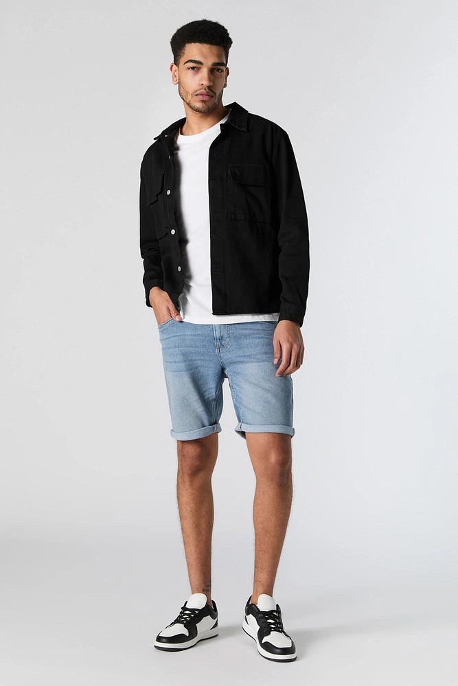 Slim Leg Light Wash Rolled Jean Short