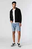 Slim Leg Light Wash Rolled Jean Short