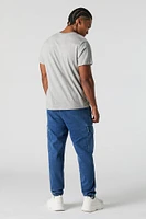 Jogger cargo en denim à taille coulissante