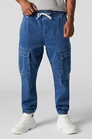 Jogger cargo en denim Ã  taille coulissante