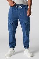 Jogger cargo en denim à taille coulissante