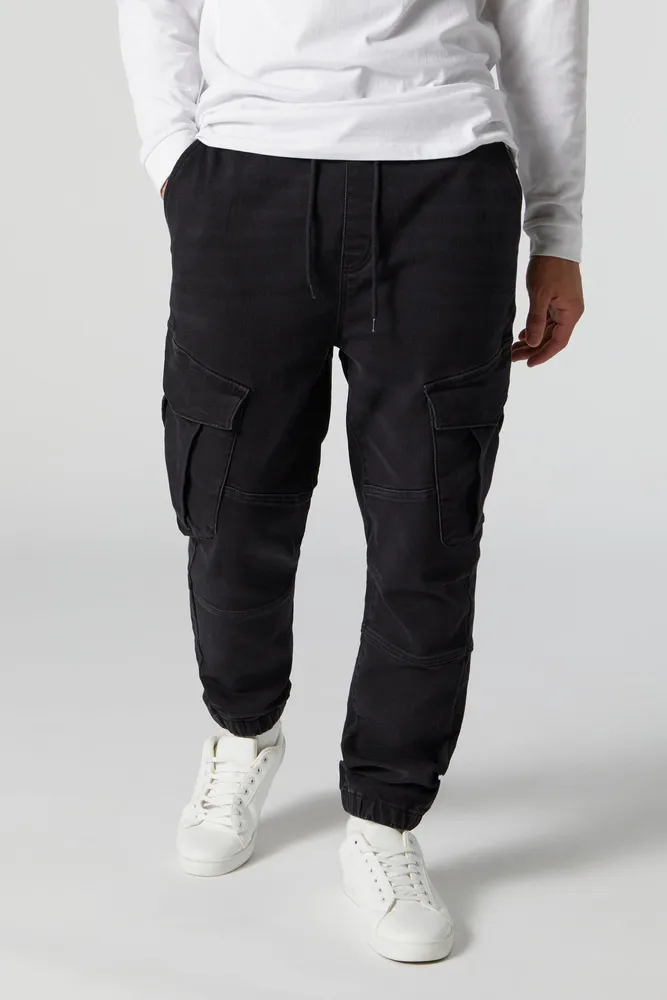 Washed Cargo Sweatpants - Black