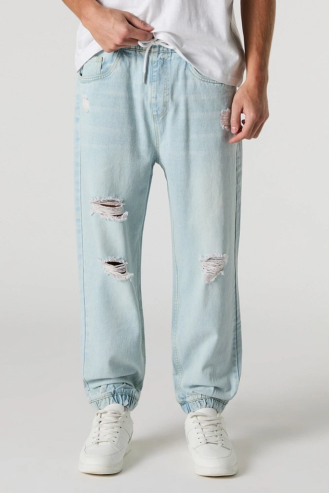 Distressed Denim Jogger